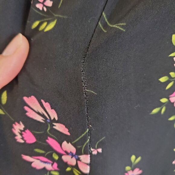 Vintage 90s Studio 1 Maxi Dress Round Neck Black Floral Pheobe Buffay Friends - Picture 4 of 11